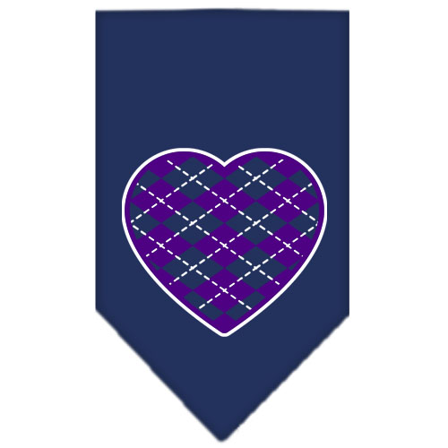 Argyle Heart Purple Screen Print Bandana Navy Blue large